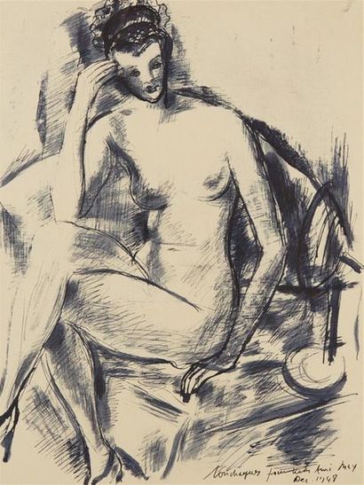 Louis TOUCHAGUES (1893-1974)
Modèle nu assis,...