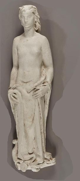 Haut relief en plâtre représentant une femme...