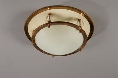 Plafonnier de forme ronde en cuivre, métal,...