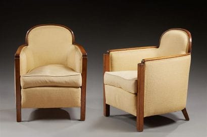 TRAVAIL ART DECO
Paire de bergères gondoles...