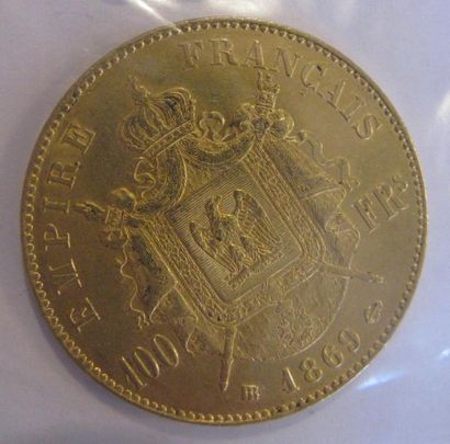 100 Francs or Napoléon III, tête laurée 1869...