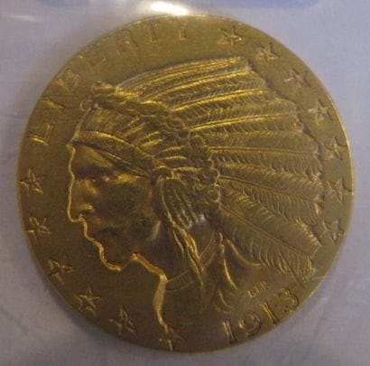USA - 5 Dollars or Tête d'indien 1913 TT...