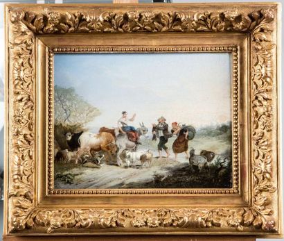 Attribué à Charles Gabriel GAUTHIER, 1802-1858
Paysans...