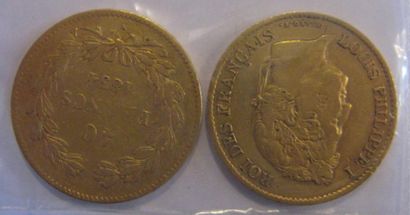 Lot de 2 x 40 Francs or Louis Philippe 1834...