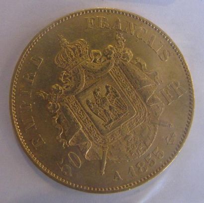 50 Francs Or Napoléon III, tête nue 1855...