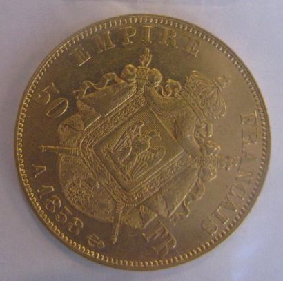 50 Francs Or Napoléon III, tête nue 1858...