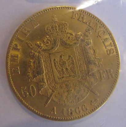 50 Francs or Napoléon III, tête laurée 1866...