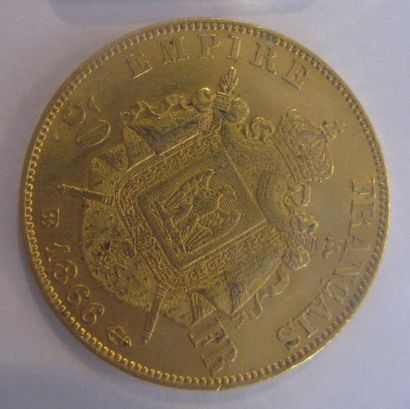 50 Francs or Napoléon III, tête laurée 1866...