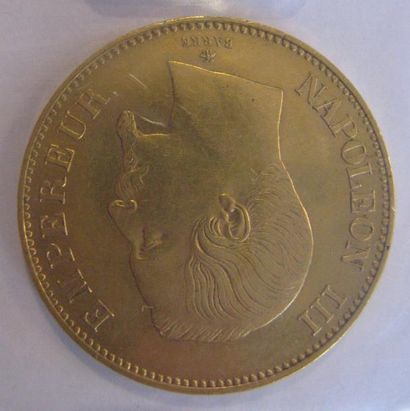 100 Francs or Napoléon III, tête nue 1855...
