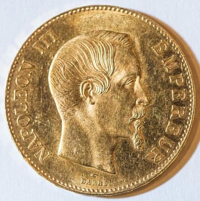 100 Francs or Napoléon III, tête nue 1858...