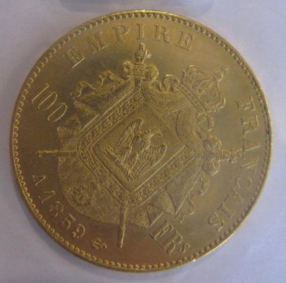 100 Francs or Napoléon III, tête nue 1859...
