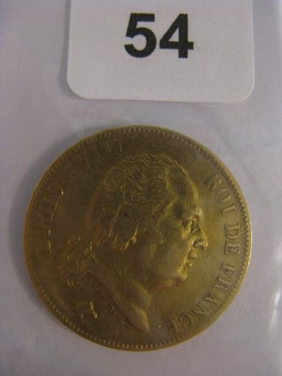40 Francs or Louis XVIII, tête nue 1818 W...