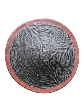 GRAND BOUCLIER rond en vannerie, bordure...