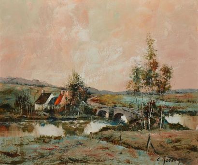 MOURIER Claude, né en 1930
Rivière au pont...