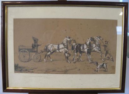 Auguste de la DEVANSAYE, XIXe siècle
L'attelage,...
