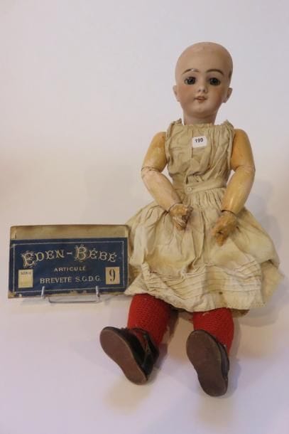Poupée tête en porcelaine DEP - Taille 9...