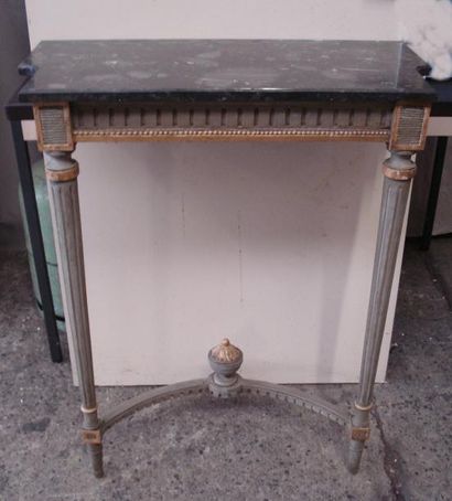 Petite console en bois laqué gris rechampi...