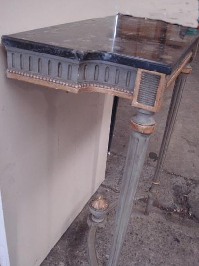 Petite console en bois laqué gris rechampi...
