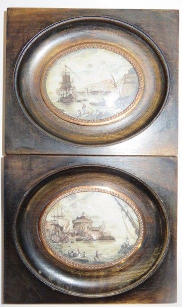 ANTONIO
Deux miniatures ovales figurant des...
