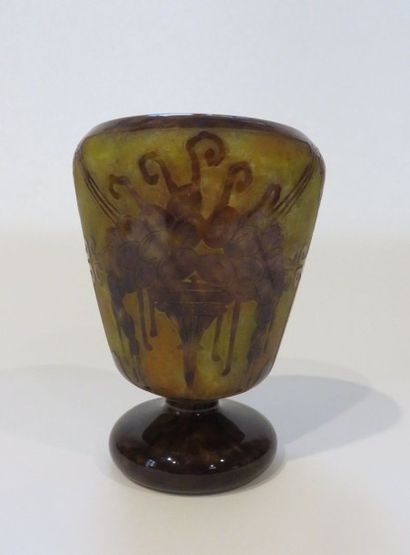 LE VERRE FRANÇAIS
Vase sur piédouche en verre...