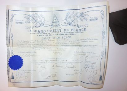 Diplôme de Maître maçonnique de 1895 sur...