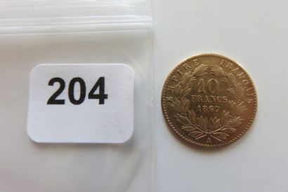 10 Francs Or Napoléon III, tête Laurée 1867...