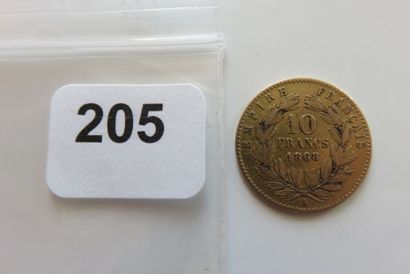 10 Francs Or Napoléon III, tête Laurée 1868...