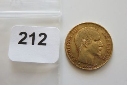20 Francs or Napoléon III, tête nue 1857...