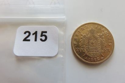 20 Francs Or Napoléon III, tête Laurée 1862...
