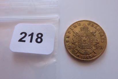 20 Francs Or Napoléon III, tête Laurée 1865...