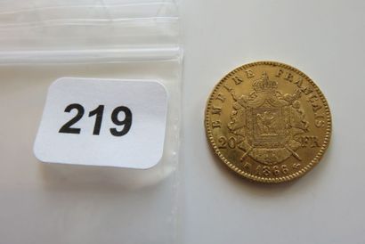 20 Francs Or Napoléon III, tête Laurée 1866...