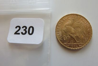 20 Francs Or Coq 1906 TTB + (coup sur la...
