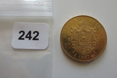 50 Francs Or Napoléon III, tête nue 1857...