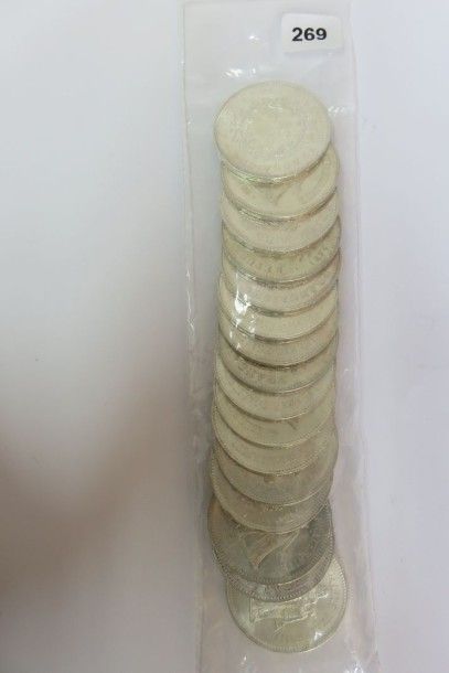 Lot de 16 x 50 Francs Hercule en argent
