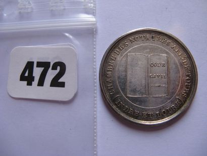 Notaires de TOURS - Jeton rond 28 mm, argent...