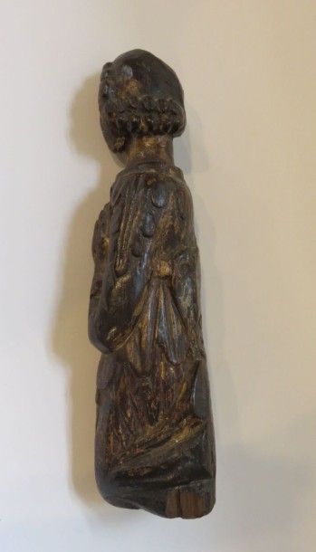 Saint Personnage en prière en chêne sculpté,...