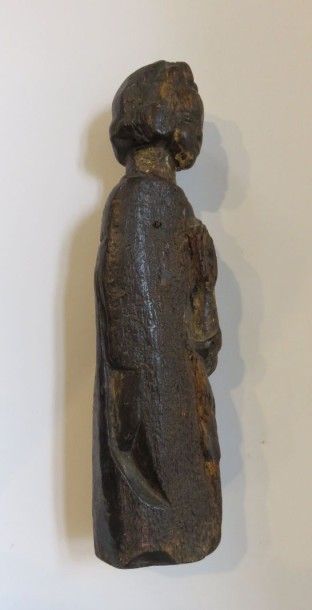 Saint Personnage en prière en chêne sculpté,...
