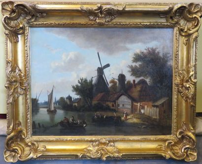 DURAND
Paysage animé hollandais Huile sur...
