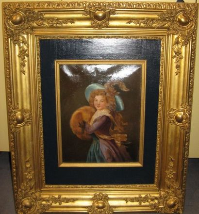 École du XIXe siècle
Femme au manchon Huile...