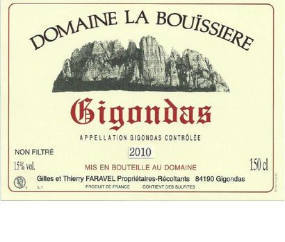 DOMAINE LA BOUISSIÈRE 2 magnums Gigondas,...