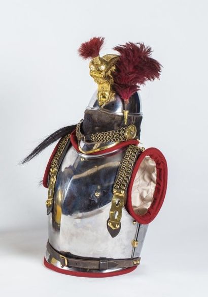 Ensemble casque et cuirasse de cuirassier...
