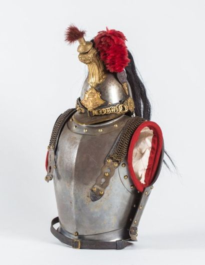 Ensemble casque et cuirasse de cuirassier...
