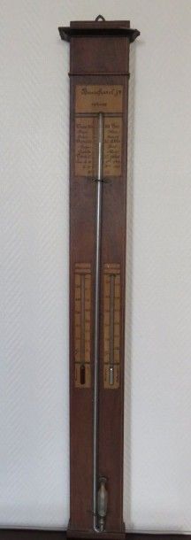 Baromètre-thermomètre, boîtier en palissandre...