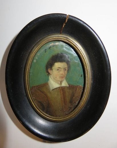 Médaillon ovale, huile sur cuivre représentant...
