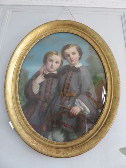 G. DURAND
Deux enfants, 1860 Pastel à vue...