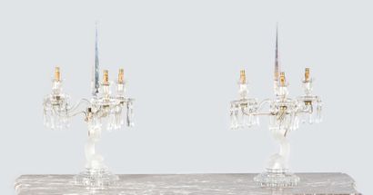 BACCARAT
Paire de candélabres en cristal...