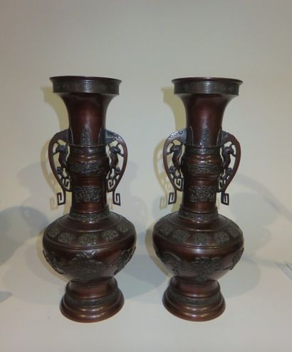 EXTRÊME-ORIENT
Paire de vases à long col...