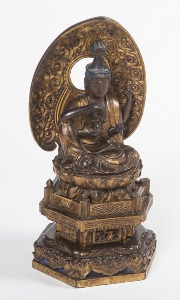 JAPON
Bouddha à quatre bras assis en rajalilasana...