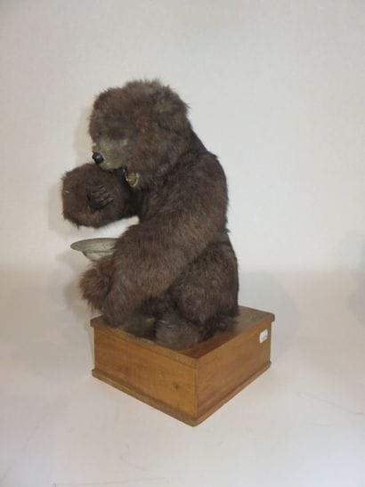 Jouet mécanique, Ours monté sur socle avec...