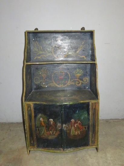 Etagère murale en bois laqué polychrome à...